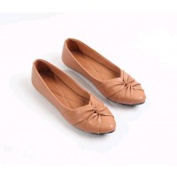 Flat wanita e-warna coklat feminim soft dan natural